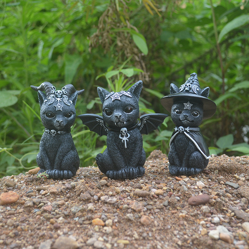 Bonsai Garden Festival - Halloween gato mágico resina artesanato estatuetas
